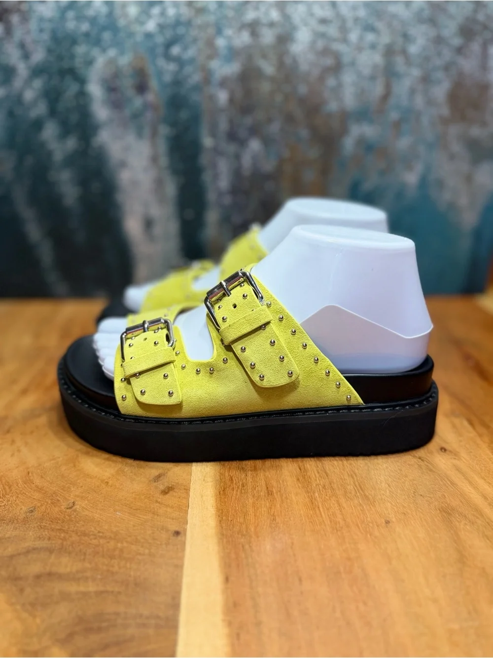 Marc Fisher LTD Dopamine Dressing Agusta Studded Slides Light Green Size 6